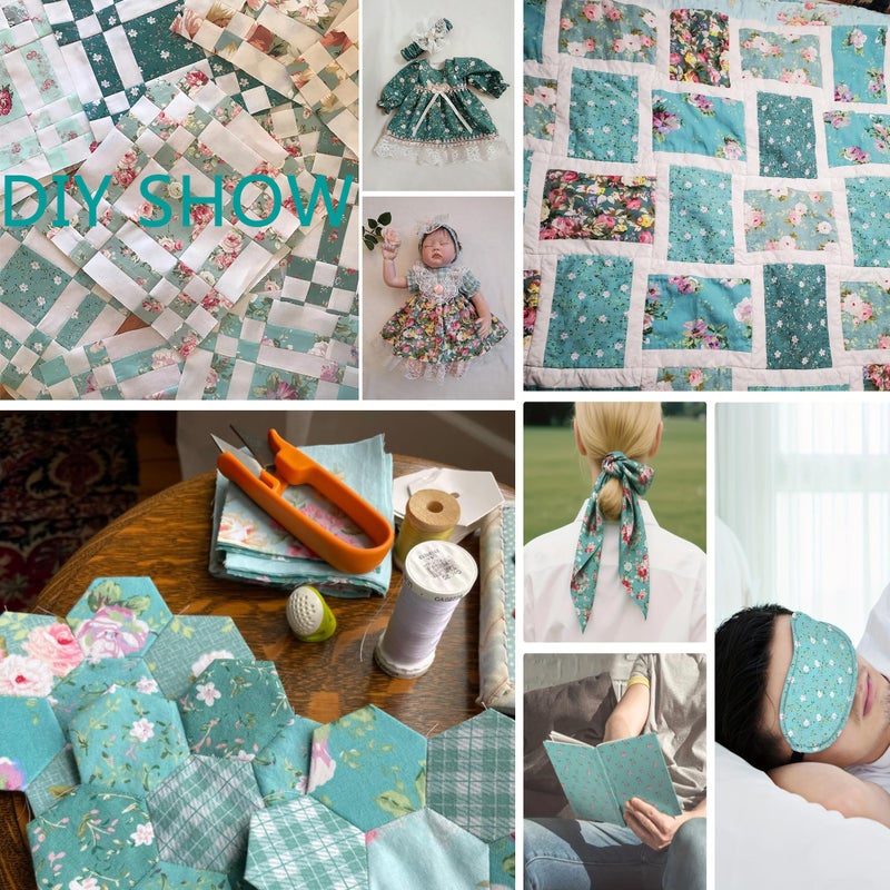 Hanjunzhao Green Fat Quarters Fabric Bundles, Precut Quilt Sewing Quilting Fabric, 18 x 22 inches (Green Floral) - Image 4